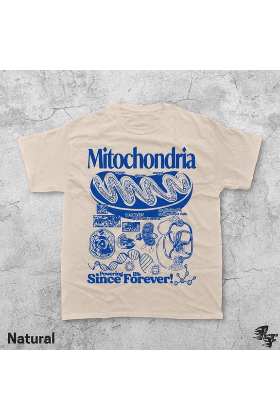 Mitochondria Science T-Shirt Stem Learning Gift Biology Graphic Tee SAND S-5XL