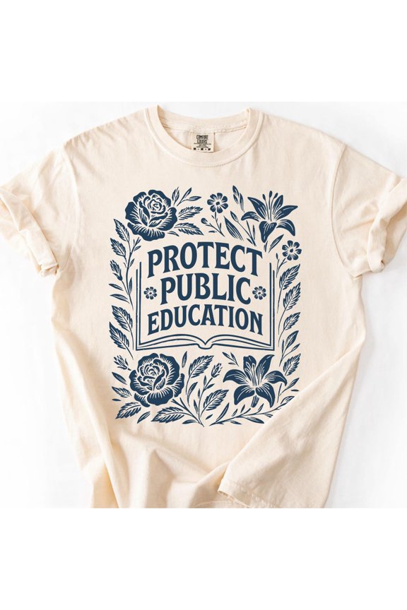 Protect Public Education Teacher Advocate Graphic Tee Shirt SAND Unisex S-5XL Shirt