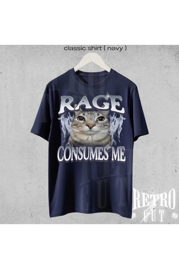 Rage Consumes Me Cat Shirt, Funny Cat T-Shirt, Cat Graphic Shirt NAVY S-5XL