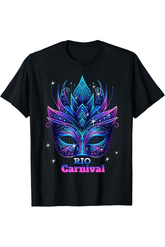 Rio Carnival Mask Brazil Circus Rio De Janeiro Circus T-Shirt BLACK S-5XL
