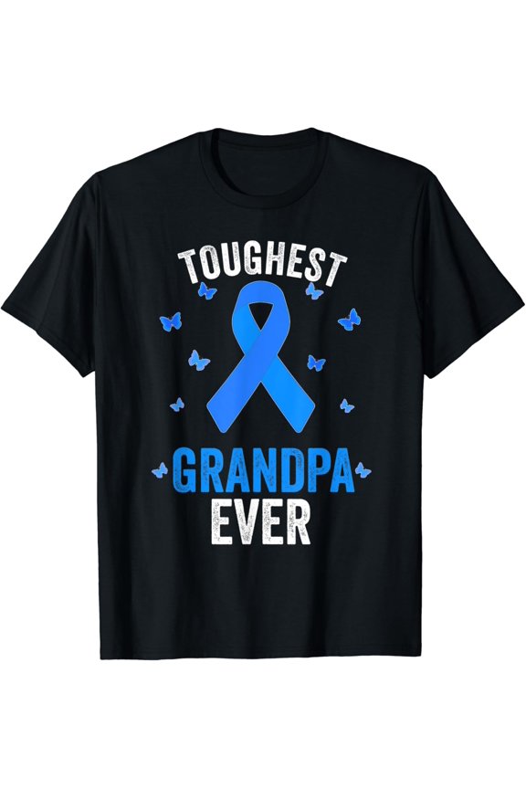 Toughest Grandpa Ever Vintage Pancreatic World Cancer Day T-Shirt BLACK S-5XL