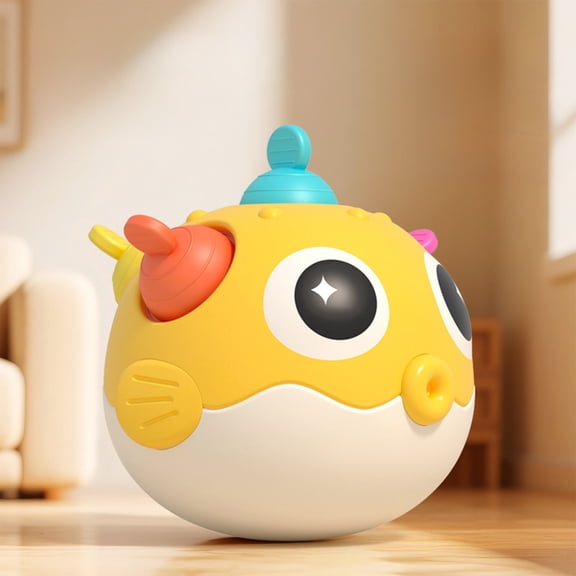 Nodding Tumbler Ringing Audiovisual Toy, Pufferfish Non-Tip Interactive Play Toy, Colorful Sensory Educational Toy, Desktop Fun Activity, Hand Eye Coordination, Indoor Entertainment Toy