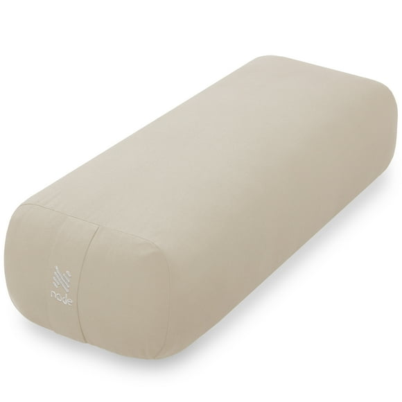 Node Fitness Yoga Meditation Cushion, 25" x 12" Rectangular Bolster with Organic Cotton Cover - Natural