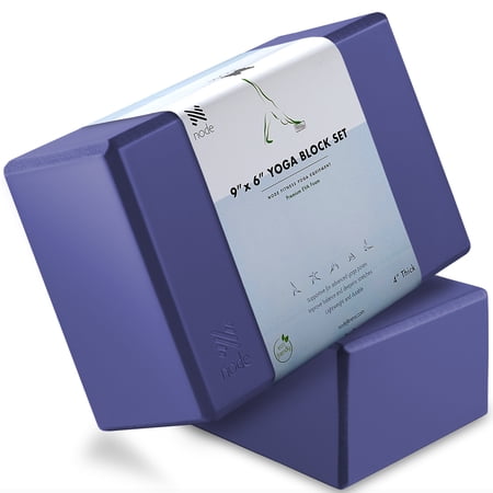 Node Fitness Premium Yoga Block (Set of 2) - 4" Thick Foam Brick - Royal Blue