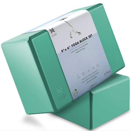 Node Fitness Premium Yoga Block (Set of 2) - 4" Thick Foam Brick - Teal