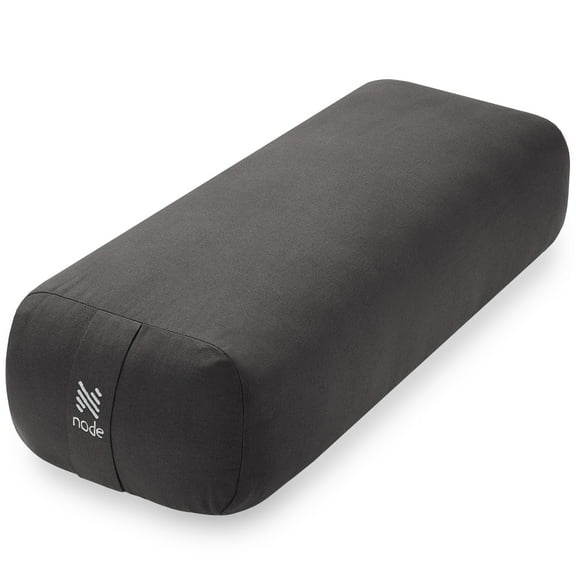Node Fitness Yoga Meditation Cushion, 25" x 12" Rectangular Bolster with Organic Cotton Cover - Gray