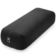 Node Fitness Yoga Meditation Cushion, 25" x 12" Rectangular Bolster with Organic Cotton Cover - Black