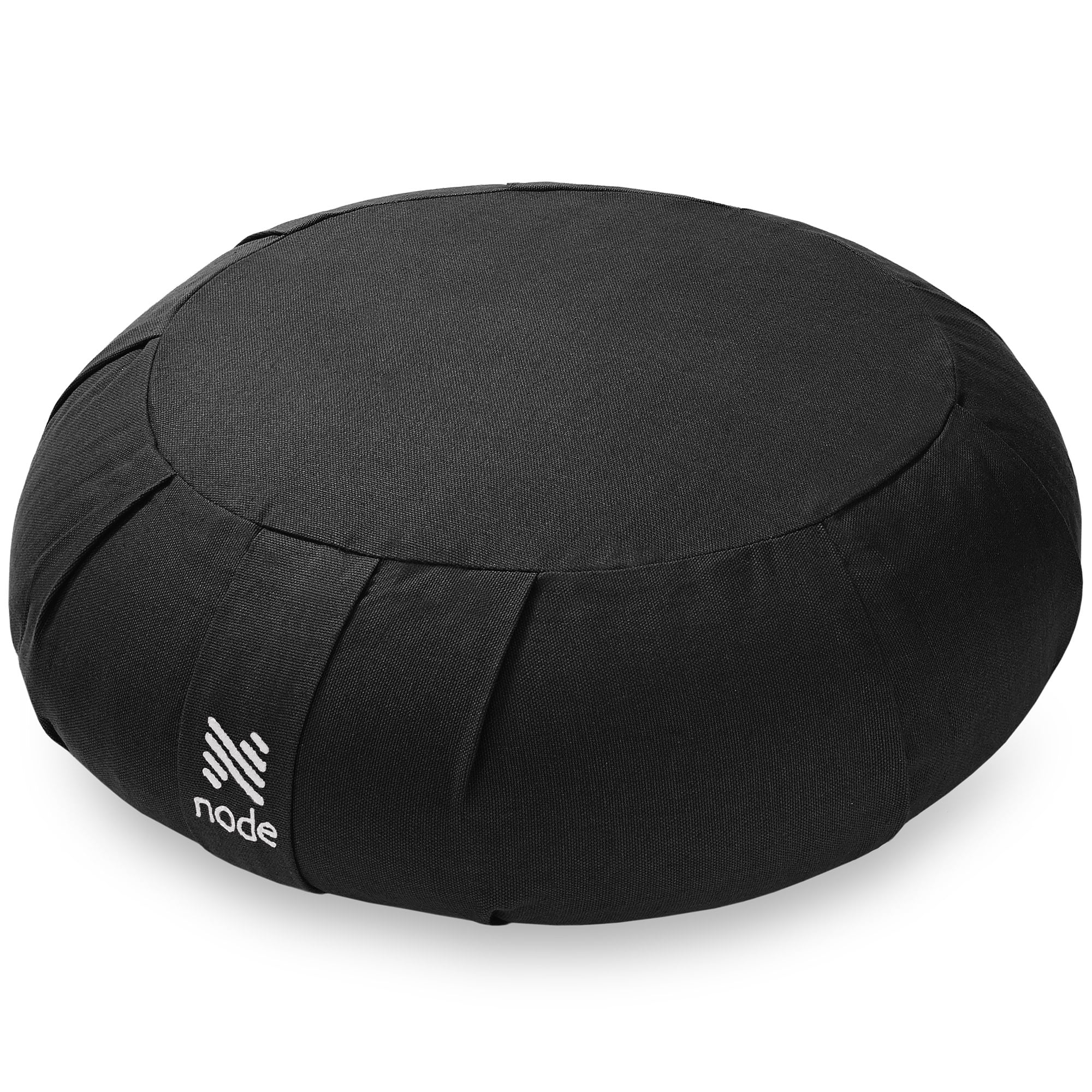 Black Organic Cotton Round Meditation Cushion with Buckwheat Fill