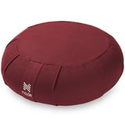 Node Fitness Zafu Meditation Cushion, 15" Round Buckwheat Yoga Pillow with Organic Cotton Cover - Burgundy