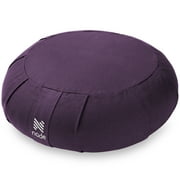 Node Fitness Zafu Meditation Cushion, 15" Round Buckwheat Yoga Pillow with Organic Cotton Cover - Purple