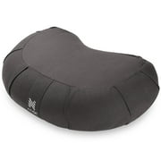 Node Fitness Zafu Meditation Cushion with Buckwheat Hulls, 17" Crescent Yoga Bolster Pillow with Organic Cotton Cover - Gray