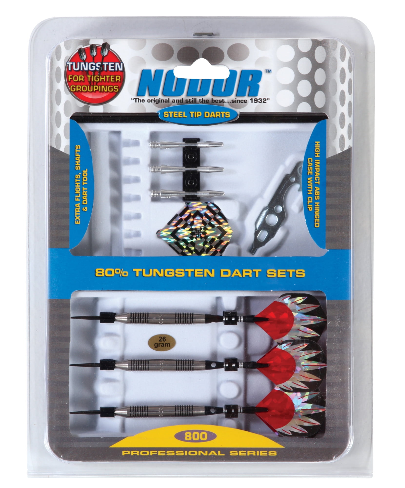 Nodor Professional Tungsten Steel Tip Darts and SideRider Case for Use with Bristle Dartboards
