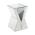 thumbnail image 1 of Noe 24 Inch Mirrored End Table V Pedestal Base Faux Diamond Silver - Saltoro Sherpi, 1 of 5