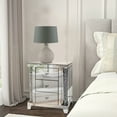 thumbnail image 1 of Noe 26 Inch 3 Drawer Accent Table Nightstand Mirrored Faux Diamond Inlay Silver - Saltoro Sherpi, 1 of 6