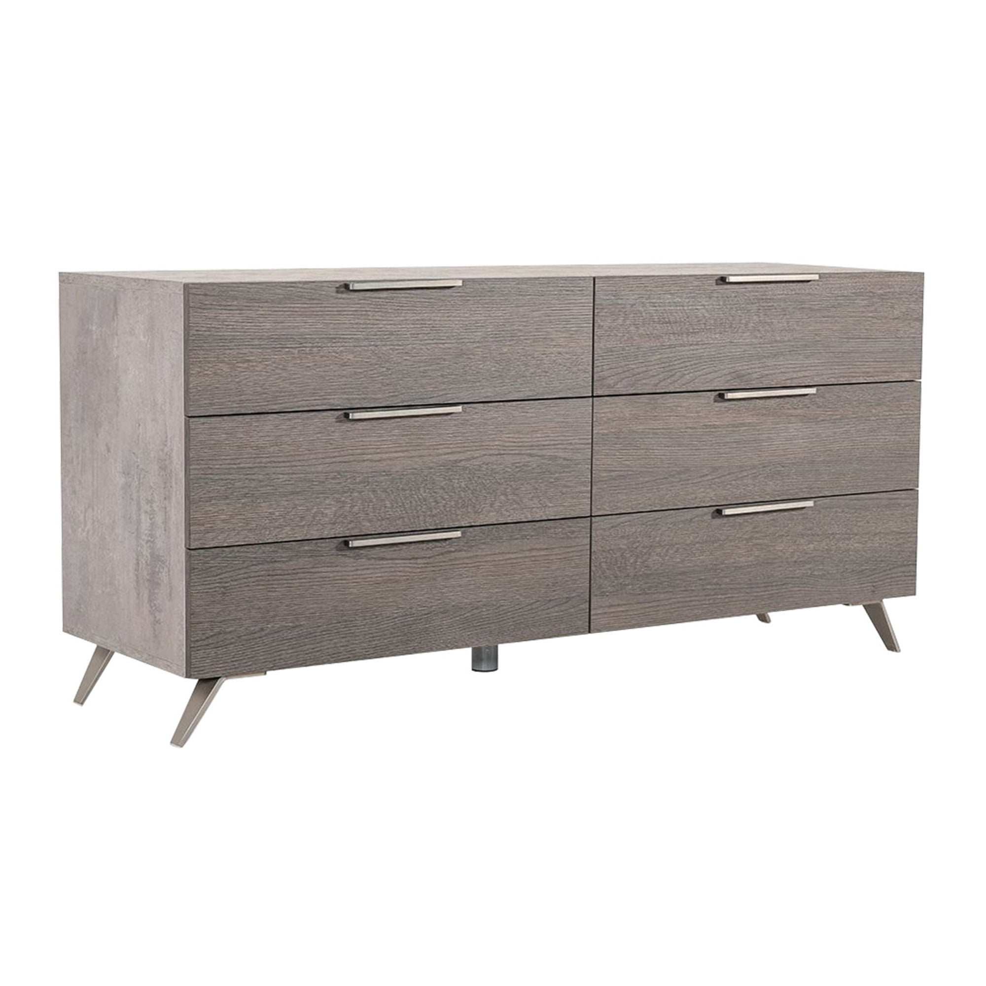 Amey 61 Inch Wide Dresser, 6 Drawers with Bar Handles, Rustic Brown Wood By Casagear Home
