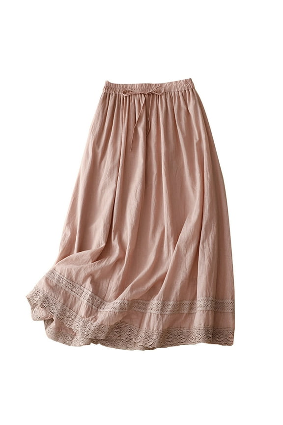 Linen Skirts for Women 2024 Flowy Skirt High Wasit Midi Skirts A Line Beach Skirts Trendy Summer Skirt