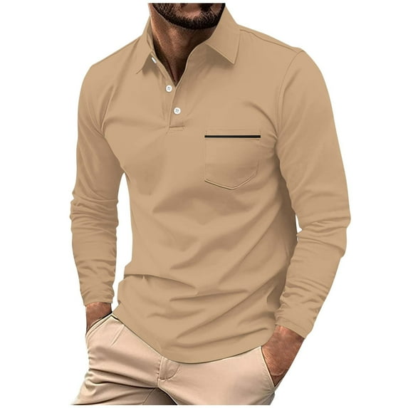 NoeCare Long Sleeve Shirts for Men Casual Dress Tshirts Pocket Golf Shirts Loose Fit T Shirts V Neck Work Tees Comfy Business Shirt