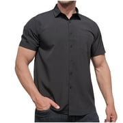 NoeCare Oversized Shirts for Mens Short Sleeve Dress Shirts Button Up Casual Tops Big and Tall Work Shirts Comfy Pocket Tops