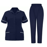 NoeCare 2 Piece Scrubs Set Womens Housekeeping Uniforms Medical Uniform Soft Workwear Nursing Top and Pants for Charity
