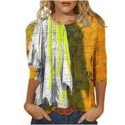 NoeCare Womens Halloween Shirts Funny Ghost Tshirts Retro Pumpkin Blouses 3/4 Sleeve Graphic Tees Comfy Fall Tops