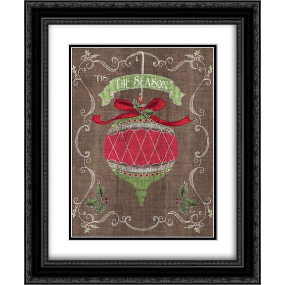 Noel Burlap Art I 2x Matted 20x24 Black Ornate Framed Art Print by Metz, Andi