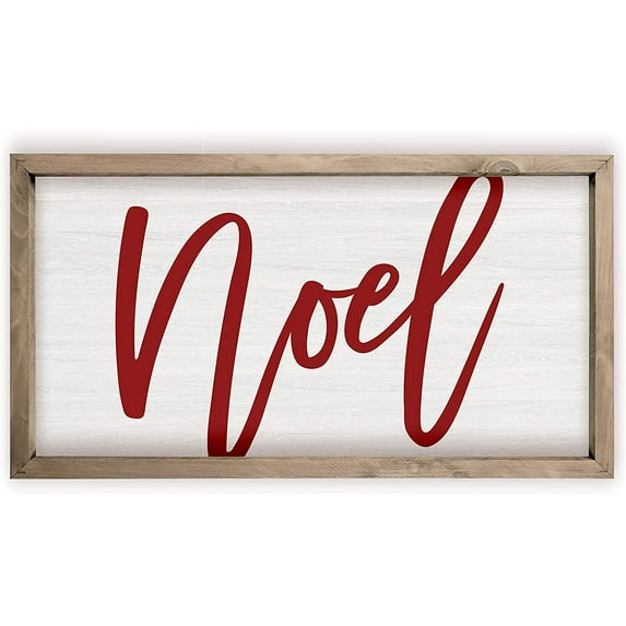 Noel Christmas Rustic Wood Wall Sign 9x18 (Frame Included)