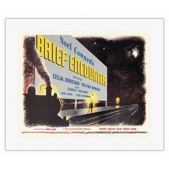 Noel Coward's Brief Encounter - Directed by David Lean - Vintage British Film Movie Poster c.1945 - Fine Art Rolled Canvas Print 16in x 20in