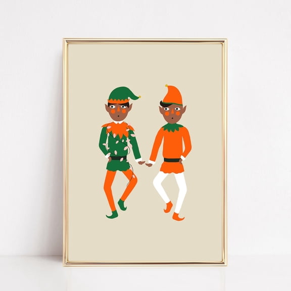 Noel Elves Print, Noel Print, Noel Decor, Noel Wall Art, Modern Festive Decor, Print Wall Art UNFRAMED PAPER POSTER, Home Decor, Vintage Gift, Living Room Dercor