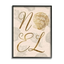 Noel Holiday Seashell Detail Holiday Graphic Art Black Framed Art Print Wall Art