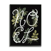 Noel Intertwined Botanical Leaves Holiday Graphic Art Black Framed Art Print Wall Art
