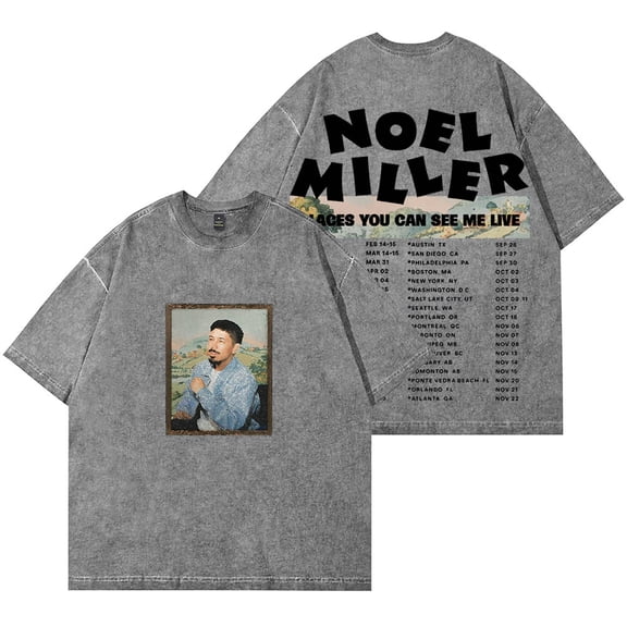 Noel Miller 2025 Tour Dates Wash T-Shirts Tops Summer Unisex Fashion Cotton Short Sleeve Tee