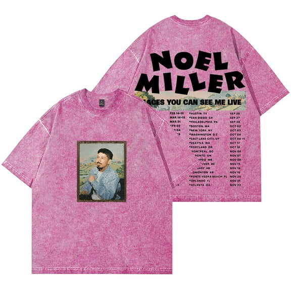 Noel Miller 2025 Tour Dates Wash T-Shirts Tops Summer Unisex Fashion Cotton Short Sleeve Tee