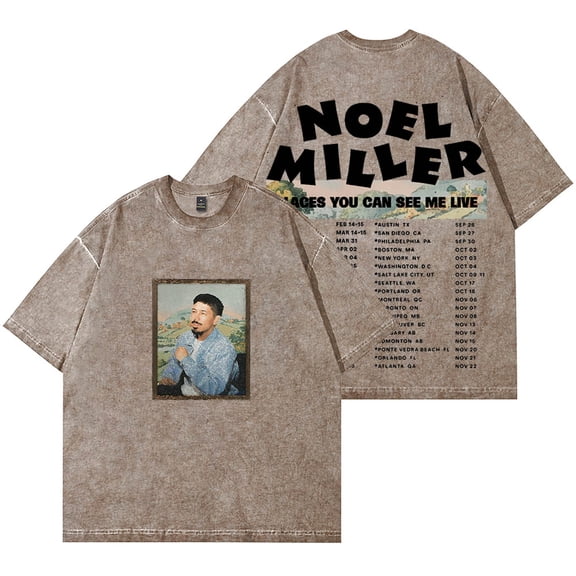 Noel Miller 2025 Tour Dates Wash T-Shirts Tops Summer Unisex Fashion Cotton Short Sleeve Tee