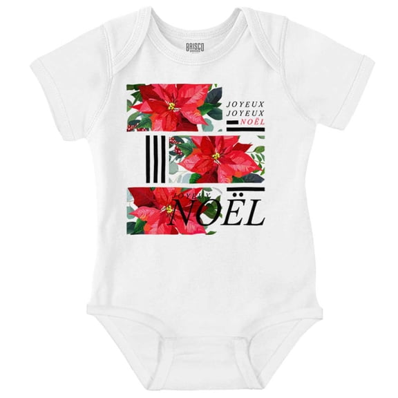 Noel Poinsettia Christmas Flower Baby Romper Boys or Girls Brisco Brands 18M
