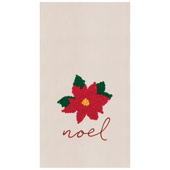 Noel Poinsettia Embroidered Flour Sack Cotton Kitchen Towel
