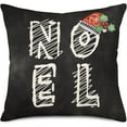 thumbnail image 1 of Noel with Santa Hat Pillow Cover Merry Christmas Green Red Mistletoe Holly Leaves Rustic Farmhouse Decorations Throw Pillow Cases Cotton Linen Winter Snowflake Xmas Quotes Pillowcase 20"x20", 1 of 6