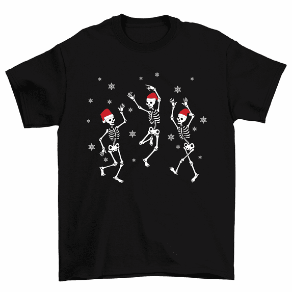 Noel Skeleton Dance Christmas Santa Hats Wearing Skeletons T-Shirt