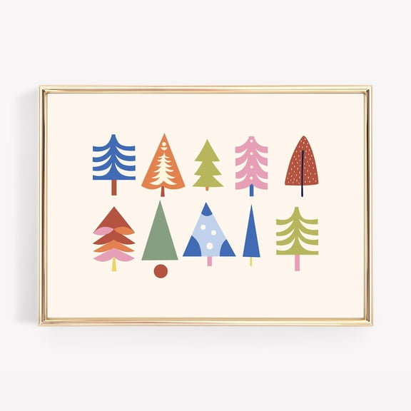 Noel Tree Print, Whimsical Noel Print, Colorful Festive Decor, Horizontal Wall Art Print, UNFRAMED PAPER POSTER, Home Decor, Vintage Gift, Living Room Dercor