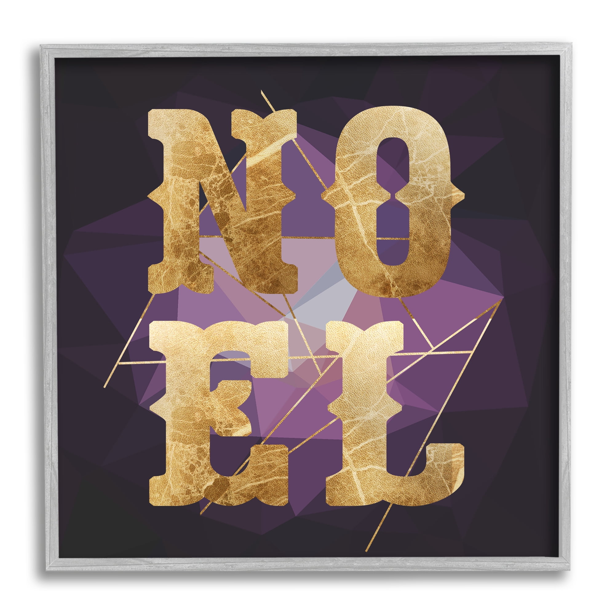 Noel Typography Purple Geometric Shapes Glam Christmas Holiday Framed Art Print Wall Art, 17x17