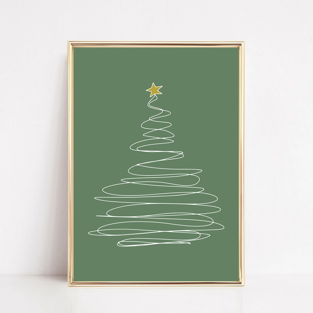 Noel Wall Decor, Noel Tree Line Art Print, Noel Print Wall Art, Festive ...
