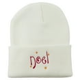 thumbnail image 1 of Noel with Stars Embroidered Long Beanie - White OSFM, 1 of 5