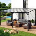 Noelse 10' x 14' Wall-Mounted Gazebo with Sloped Roof, Heavy Duty Steel ...