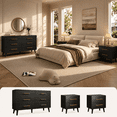 thumbnail image 1 of Noelse 3 Piece Bedroom Furniture Set with Storage, 6 Drawer Dresser & 2 Nightstands, Modern Wood Organizer with Metal Handles for Small Space Bedroom, Black, 1 of 8