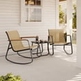 thumbnail image 1 of Noelse 3 Piece Patio Bistro Set with Rocking Chairs, Outdoor Textilene Table and Chairs for Small Patio, Balcony, Porch, Brown, 1 of 12