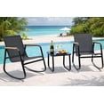 thumbnail image 1 of Noelse 3 Piece Outdoor Textilene Rocking Bistro Set, Patio Furniture Set with Heat-Resistant Armrests and Coffee Table for Porch, Balcony,Black, 1 of 10