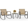 thumbnail image 1 of Noelse 3 Piece Outdoor Textilene Rocking Bistro Set, Patio Furniture Set with Heat-Resistant Armrests and Coffee Table for Porch, Balcony,Brown, 1 of 11