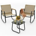 thumbnail image 1 of Noelse 3 Piece Outdoor Textilene Rocking Bistro Set, Patio Furniture Set with Heat-Resistant Armrests and Coffee Table for Porch, Balcony,Brown, 1 of 11
