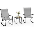 thumbnail image 1 of Noelse 3 Piece Rocking Bistro Set, Outdoor Textilene Fabric Small Patio Furniture Set, Front Porch Rocker Chairs Patio Set with Coffee Table for Lawn, Gray, 1 of 10
