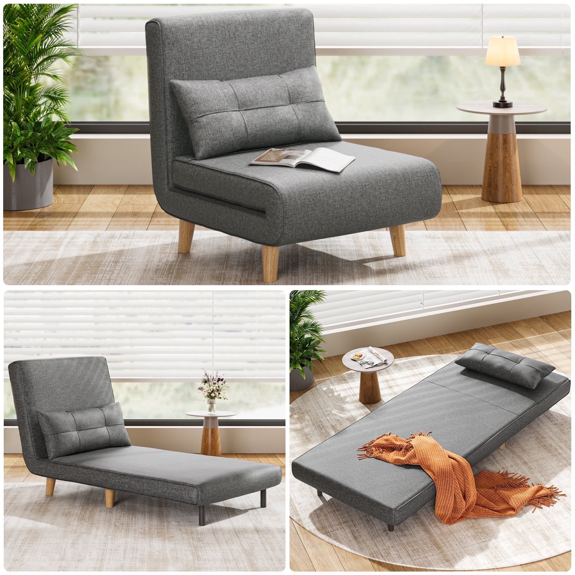 Noelse 3 in 1 Sleeper Chair Bed, Convertible Sofa Bed Futon Sofa ...