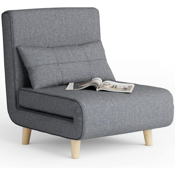 Noelse 3 in 1 Sleeper Chair Bed, Convertible Sofa Bed Futon Sofa Sleeper with Adjustable Backrest for Apartment,Bedroom,Office, Dark Grey